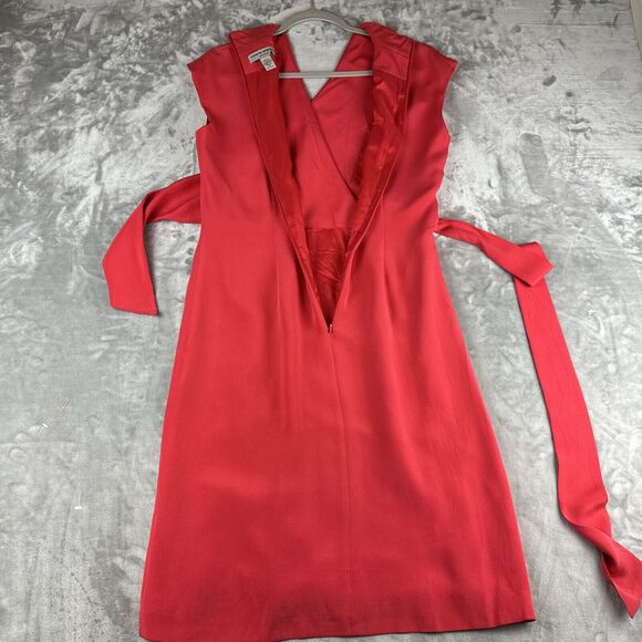 Valerie Stevens 100% Silk Dress Women's 8 Coral Pink Wrap‎ Top Side Tie (0971) - Picture 7 of 11